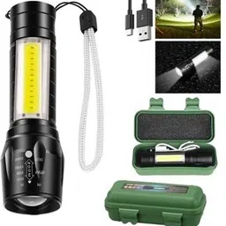 2 IN 1 Rechargeable Search Light With 3 Mode Light Adjustable Focus Lamp 10 hrs Torch Emergency Light-image-53