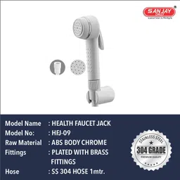 sanjay chilly Health Faucet Jack Platted With Brass Fitting White PVC Hose 1mtr Faucet Mount image 2