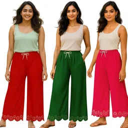 coolzy creation Pack of 3 Women Straight Fit Multicolor Lycra Blend Trousers image 1