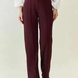 aayu Women Regular Fit Purple Lycra Blend Trousers-picture-23