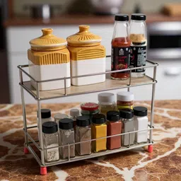 nakua Utensil Kitchen Rack 2-Tier Standing Spice Rack Storage Organizer, Bathroom Count Steel-picture-12