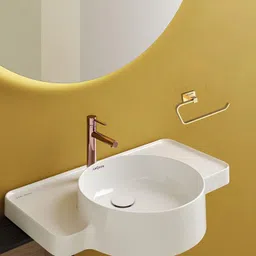 evanex 304 SS Wall Mounted Napkin Holder | Towel Ring for Bathroom (Gold, 2pc) 2 inch 1 Bar Towel Rod image 2