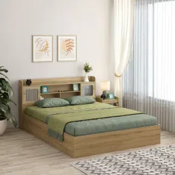 mintwud from pepperfry Vida King Size Bed in Santana Oak Finish with Lifton and Hydraulic Storage-picture-48
