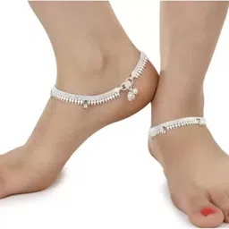 cntzk indian treditional fansi party wedding wear payal for women girl gota chandi Silver Anklet image 3