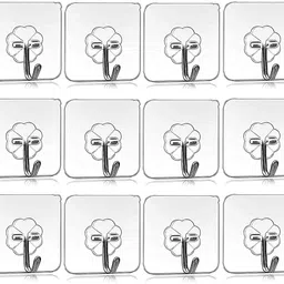 itsu Pack of 12 New ABS Hook Towel Hanger for Kitchen/Bathroom/Utensil PINX12.240 Transparent Towel Holder-picture-17
