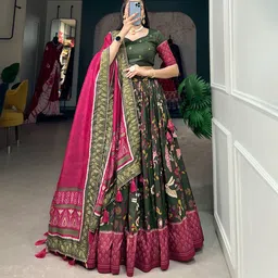 ntraditions Floral Print Semi Stitched Lehenga Choli image 1