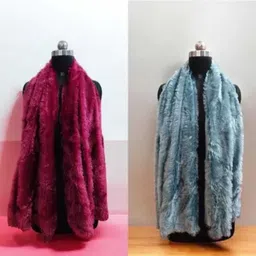 wrapverse private limited Self Design Wool Blend Women Pink, Grey Fancy Scarf-picture-24