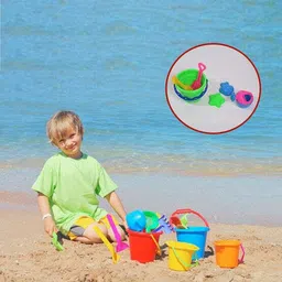 vastate Sand Game Castle Building Plastic Beach Toy Set for Kids Summer Fun_6Pcs image 4