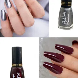 temper Long lasting High Gloss Shine Nail Polish combo Maroon, Silver-picture-13