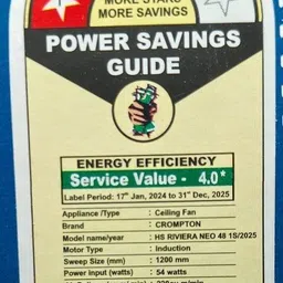 crompton Riviera with 3 Year Warranty Energy Saving 1200 mm Ceiling Fan image 3