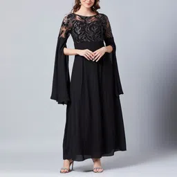 athena Women A-line Black Maxi/Full Length Dress-picture-18