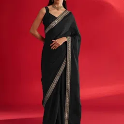 hija trendz Embroidered Bollywood Chiffon Saree image 4