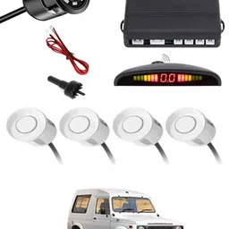 zplus Car Parking Sensors - Set of 4 with Reverse Parking Camera (White)-131 Safety of Passengers/Car One Alarm Kit-2273 Parking Sensor-picture-23