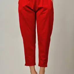 rakshita fashions Women Regular Fit Red Pure Cotton Trousers-picture-20