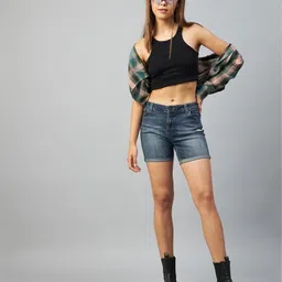 chimpaaanzee Women Oversized Fit Checkered Spread Collar Casual Shirt image 2