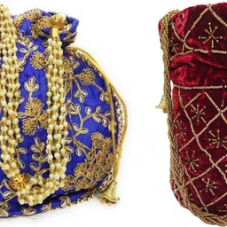 athizay Girls Blue, Maroon, Gold Potli-picture-36
