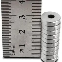 art ifact 25 Pieces of 10 mm x 3mm with 3mm hole Neodymium Magnets - Ring Magnets - N52 Rare Earth NdfeB Fridge Magnet, Multipurpose Office Magnets, Magnetic Paper Holder Pack of 25 image 2