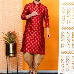 over crowd Men Jacquard Kurta Salwar Set image 5