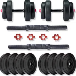 10KG PVC Dumbbell Rod Set Kit with 4 Plates & Pair of Dumbbell Rods for Home Gym Fitness Accessory Kit Kit-image-3