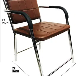 p p chair Visitor Chair home/office with arm Rest with Steel Frame and Cushioned seat Back Leatherette Office Arm Chair image 4