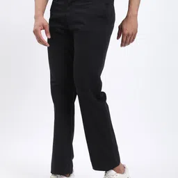 indian terrain Men Regular Fit Black Pure Cotton Trousers image 3