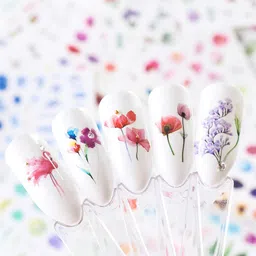 s.a.v.i 10 Sheets of DIY Nail Art Water Transfer Decals Flower Series Nail Stickers image 2
