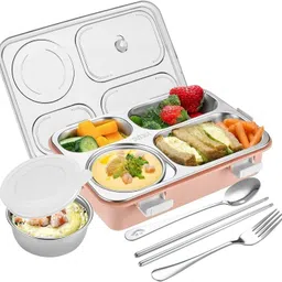 funverse Stainless Steel Lunch Box with 4 Compartment with Spoon for Kids & Adults 4 Containers Lunch Box-picture-15