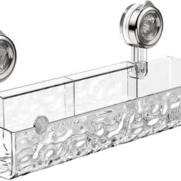 linear Transparent Suction Wall Mounted Plastic Bathroom Shelve Plastic Wall Shelf-picture-24