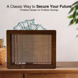 zenovia Wooden Piggy Bank with Carved Design | Mini Wooden Money Saver Box Coin Bank image 5