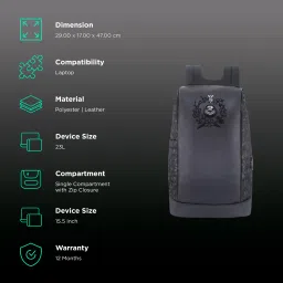 Arctic Fox Koala Polyester Laptop Backpack for 15.5 Inch Laptop (23 L, Anti-Theft, Black) image 2