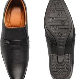 gubatti Synthetic Leather Black Formal Office Shoes Slip On For Men For Men image 3