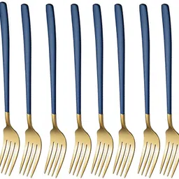 pepplo Stainless Steel Dinner Forks Set,Table Forks,Flatware Forks(Blue,Set of 8) Stainless Steel Dinner Fork Set-picture-34