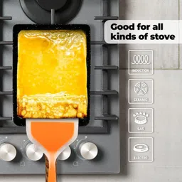 shoppoworld Non-Stick Rectangle Pan with Wood Finish Handle for Omelette & Snacks Stir Fry Pan 39.4 cm diameter with Lid 2.3 L capacity image 3