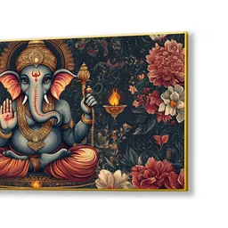 nestroots Canvas Framed Lord Ganesha Divine oral painting Wall Painting image 4