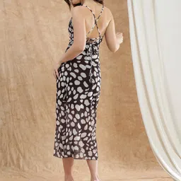 globus Women Bodycon Brown, White Midi/Calf Length Dress image 2