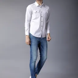 highlander Men Slim Fit Solid Spread Collar Casual Shirt image 5