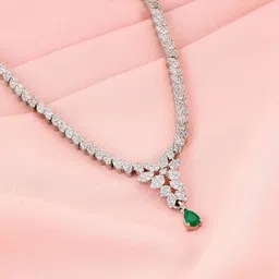 giva 925 Silver Party Wear Necklace for Women Cubic Zirconia Rhodium Plated Sterling Silver Necklace-picture-11