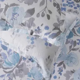 maspar Blue Floral Print 300 TC Cotton King Size Bed Sheet with 2 Pillow Covers Sensory Bloom Collection image 4