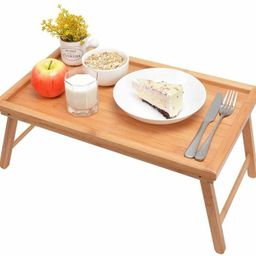 hokipo Wooden Breakfast Tray,Bed Tray Table for Food,Foldable Serving Tray for Snacks Tray Serving Set-picture-9