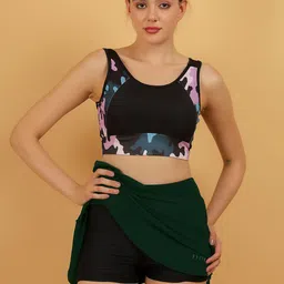 FYTTE High Waisted Bikini Tankini Bottom Athletic Swim Skort for Women Solid Women Swim Bottom Dark Green Swimsuit-picture-10