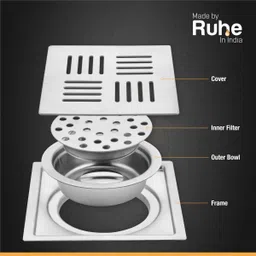 ruhe Floor Stainless Steel Push Down Strainer image 2