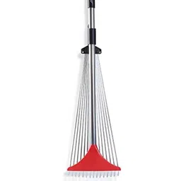 Red Metal Rake with Expandable Handle and Adjustable Foldable Head Gardening Tool by Sharpex image 2