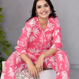 pimu Women Top & Pyjama Set Pink Printed image 4