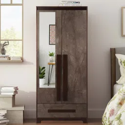 trevi furniture Regal 2 Door Wardrobe in Walnut Marble Finish with Mirror image 2