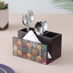 clasicraft Brown Window Print MDF Cutlery Stand-picture-10