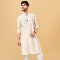 indus route by pantaloons Men Dyed/Ombre Viscose Rayon Straight Kurta-picture-19