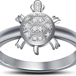 raksha mai jewellers 92.5 Silver Certified Lucky Tortoise Turtle Sterling Silver Cubic Zirconia Rhodium Plated Ring-picture-13