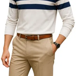 Men Solid Polo Neck Cotton Blend White T-Shirt-image-10