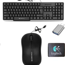 Mophonics K20 Keyboard, Comfort Mouse, MousePad,C-OTG (Set of 4) Combo Set image 1
