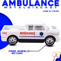 toy cloud Free Wheel Die-Cast 3pcs Metal Ambulance Vehicles Set-2, 1:64 Scale Model Toys image 5